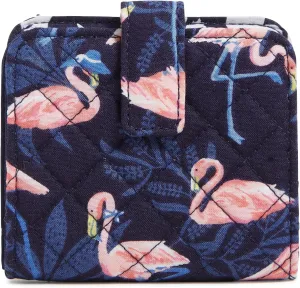 Vera Bradley Cotton Finley Small Wallet with RFID Protection, Flamingo Party