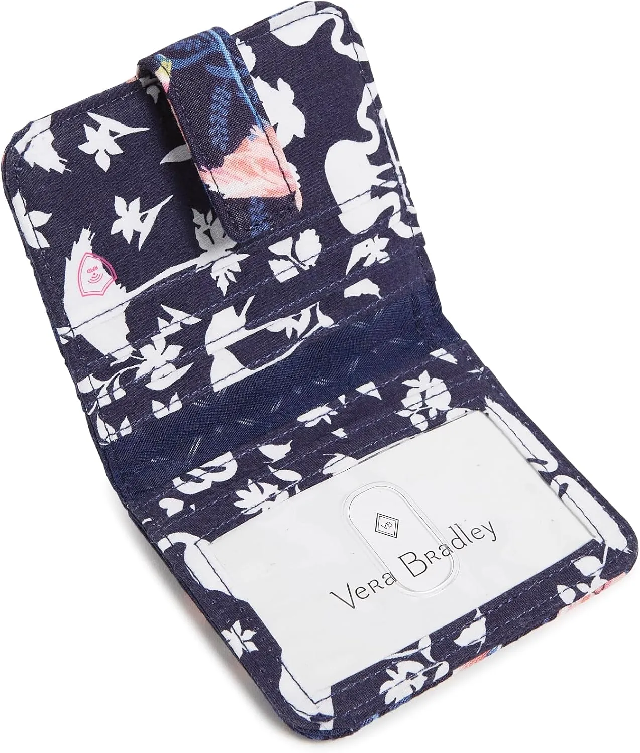 Vera Bradley Cotton Finley Small Wallet with RFID Protection, Flamingo Party