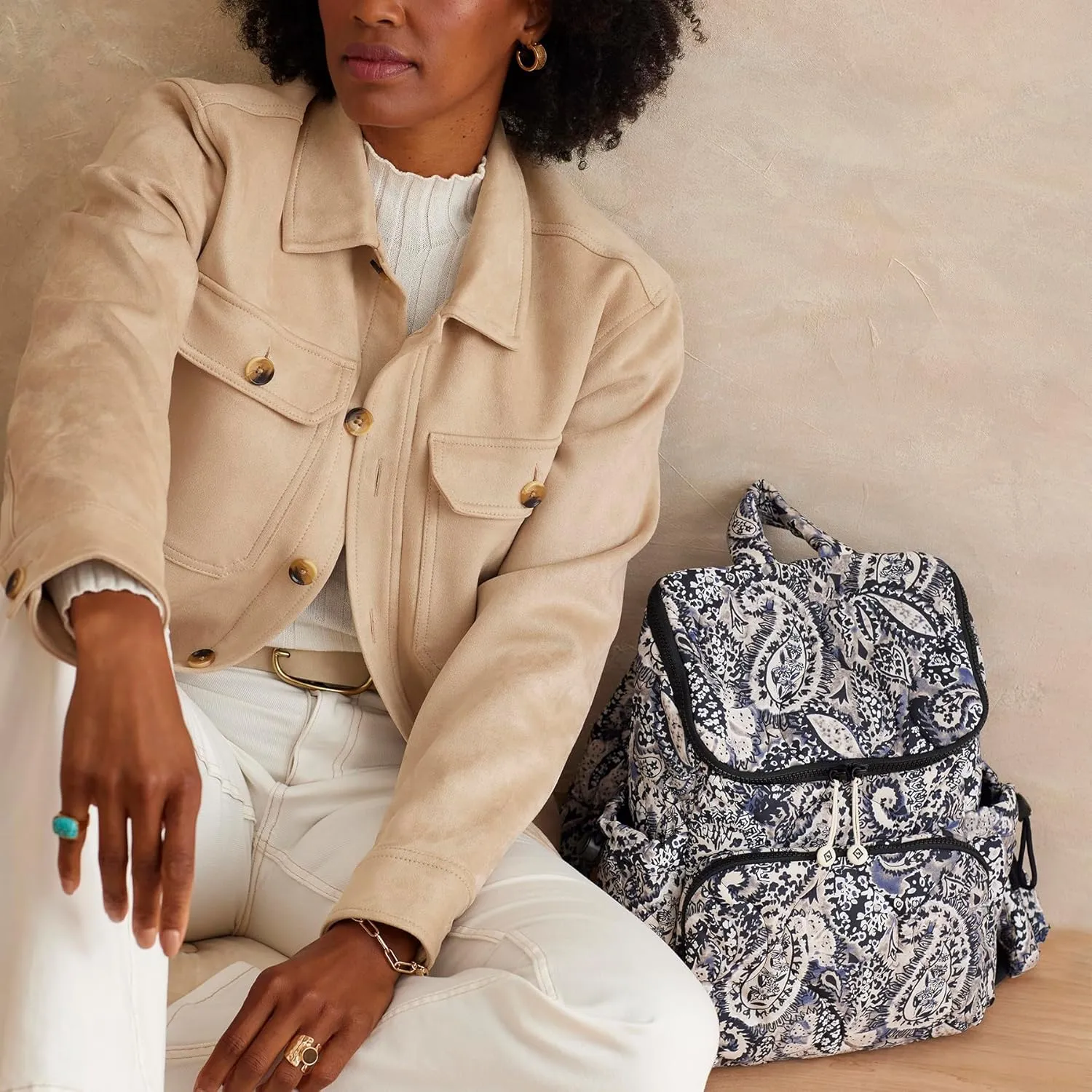 Vera Bradley Women's Featherweight Backpack Bookbag, Stratford Paisley, One Size