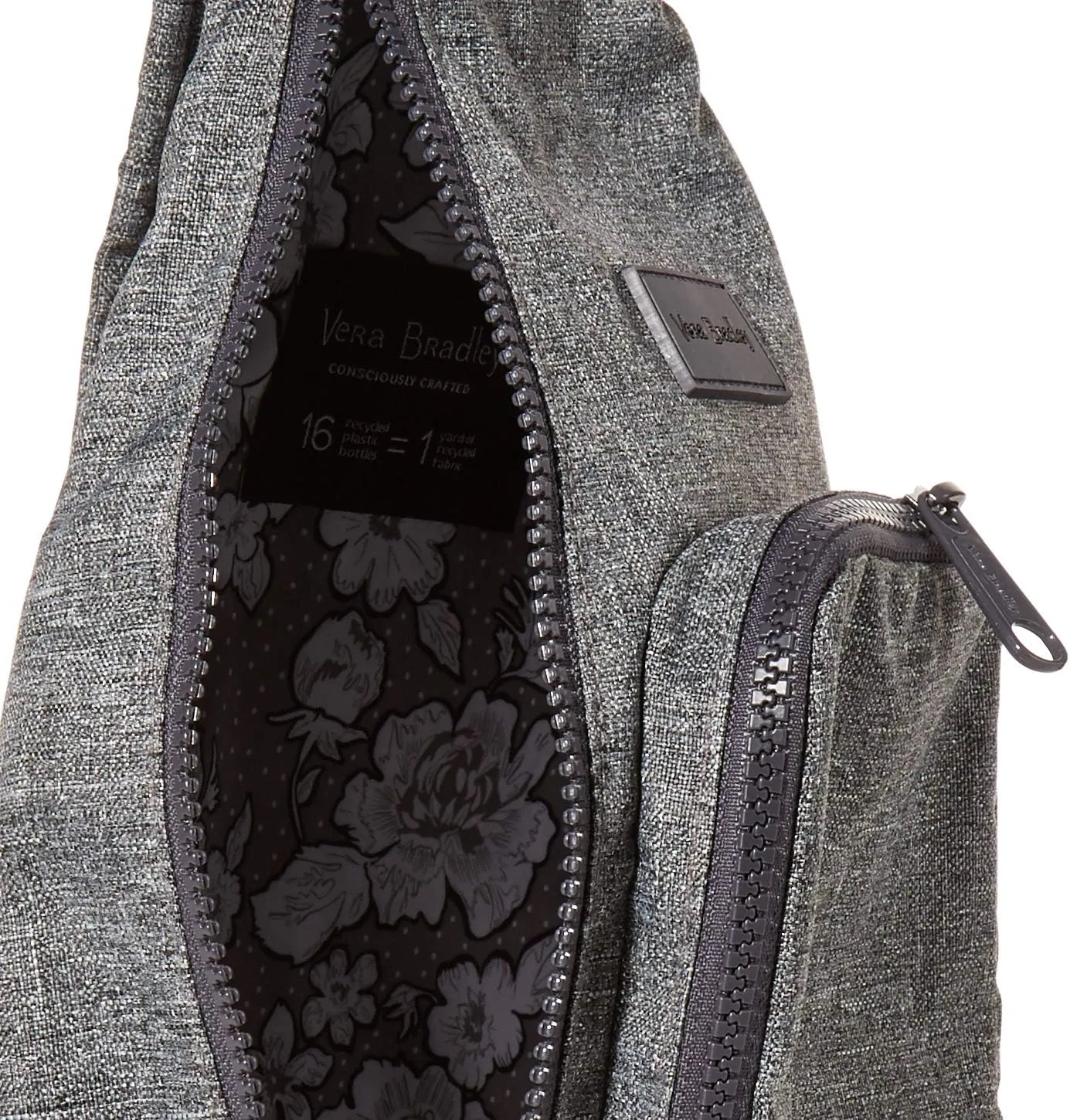 Vera Bradley Women's Recycled Lighten Up Reactive Mini Sling Backpack, Gray Heather, One Size