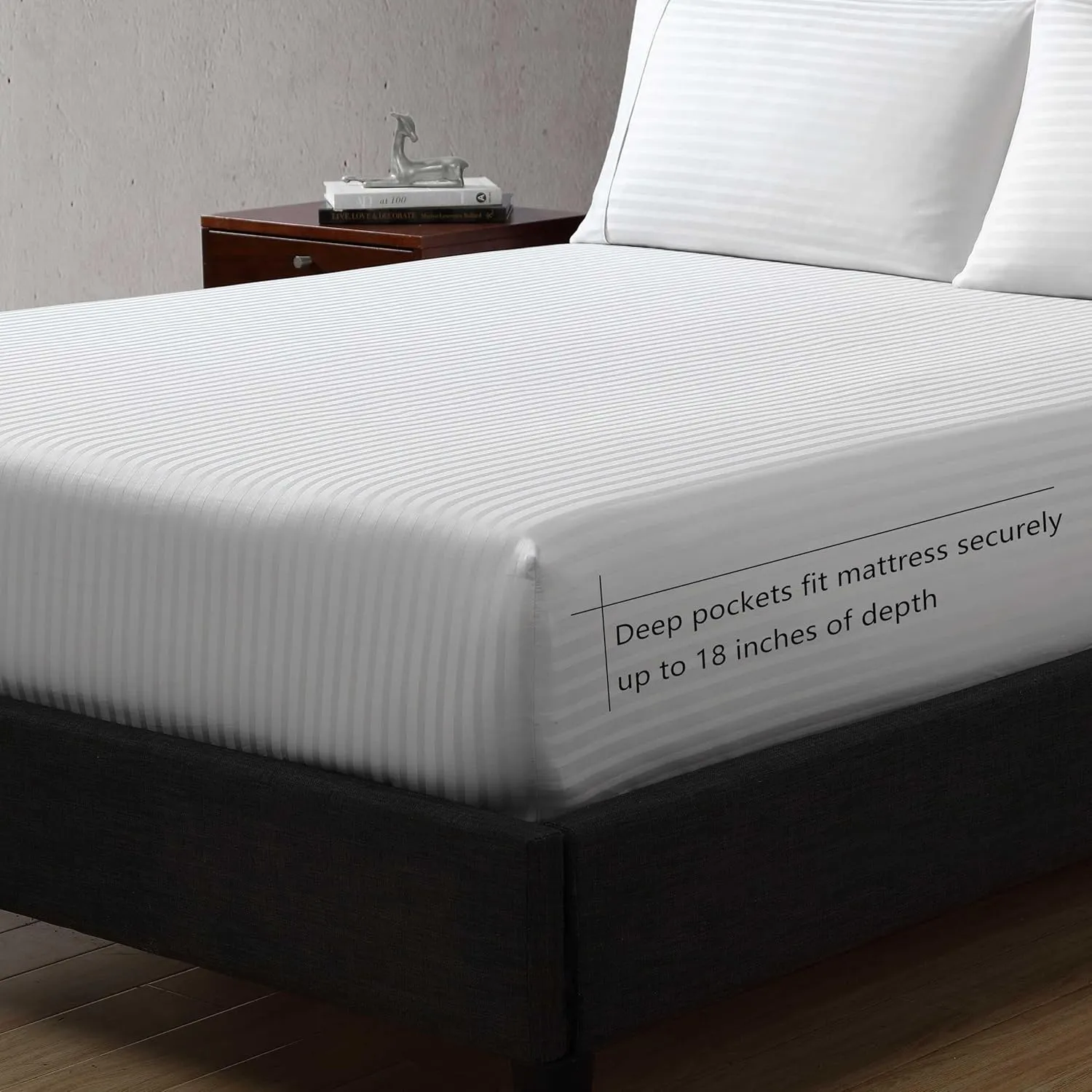 Vera Wang - King Super Soft & Breathable Premium Cotton Bedding with Matching Shams, Fade Resistant, Striped Bedding Set (Dobby Stripe Grey, King)