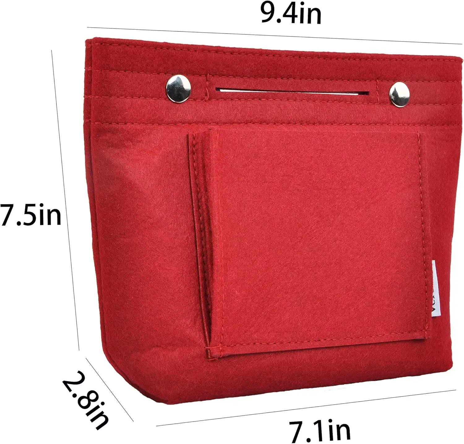 Vercord Mini Slim Small Felt Purse Organizer Insert Inside Handbag Tote Pocketbook for Women Burgundy
