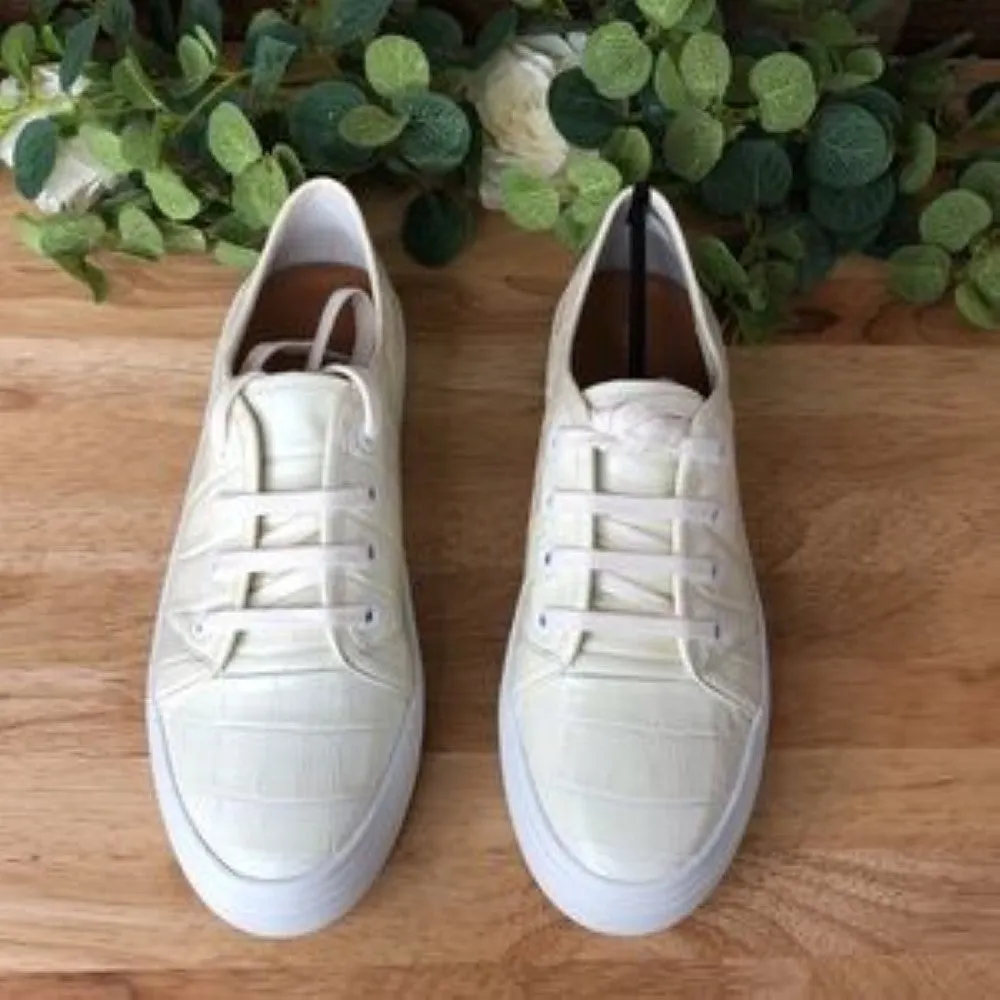 Via Spiga Viola Croc-Embossed Low-Top Sneakers white  7