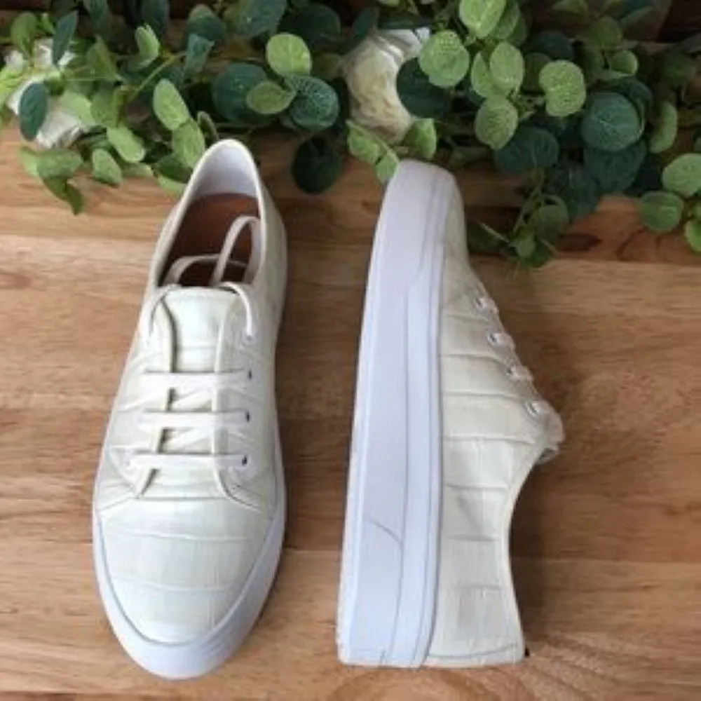 Via Spiga Viola Croc-Embossed Low-Top Sneakers white  7