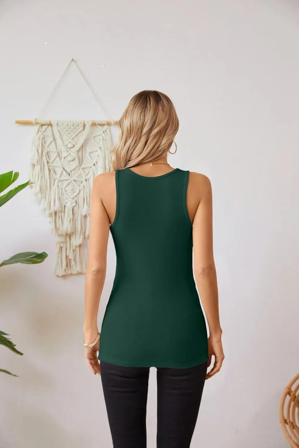 VICHYIE Tank Tops for Women Summer Sleeveless Shirts V Neck Ribbed Slim Fitted Tops Cami Blouses