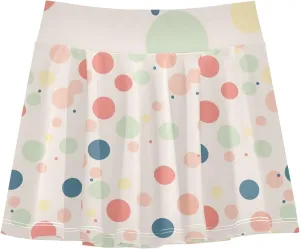 visesunny Girl's Golf Skirt Athletic Color Circle Polka Dot Pattern Tennis Skort Sport Activewear with Double Layer Pockets