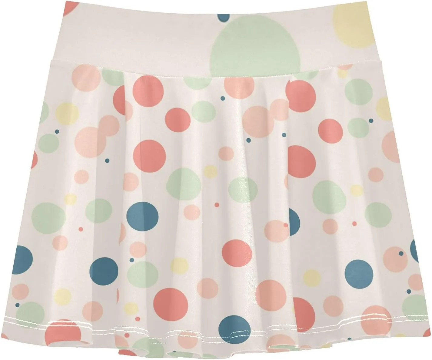 visesunny Girl's Golf Skirt Athletic Color Circle Polka Dot Pattern Tennis Skort Sport Activewear with Double Layer Pockets