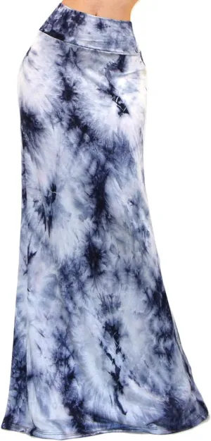 Vivicastle Women's USA Colorful Printed Fold Over Waist Long Maxi Skirt