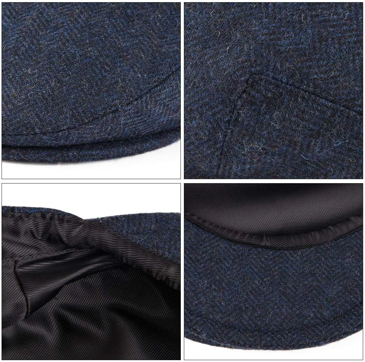 VOBOOM Men's Herringbone Flat Ivy Newsboy Hat Wool Blend Gatsby Cabbie Cap