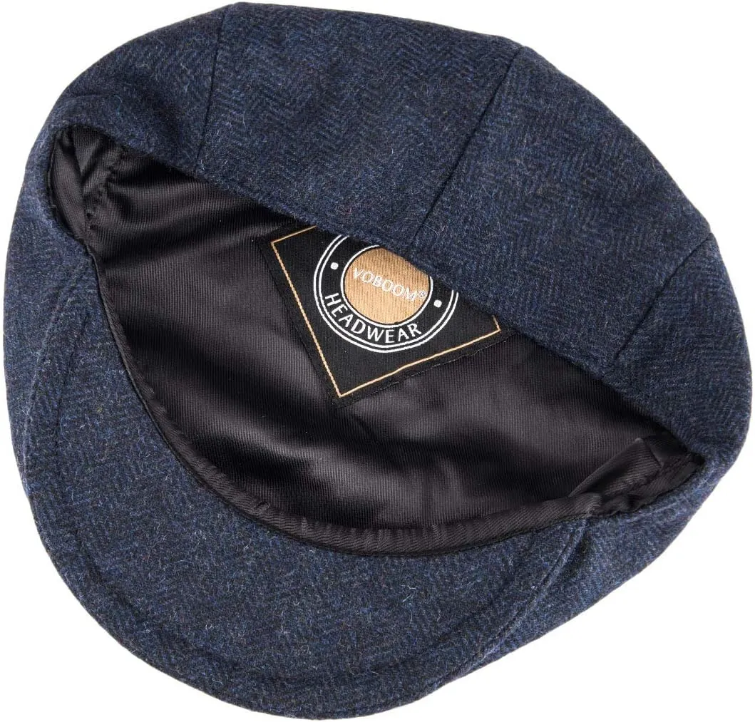 VOBOOM Men's Herringbone Flat Ivy Newsboy Hat Wool Blend Gatsby Cabbie Cap