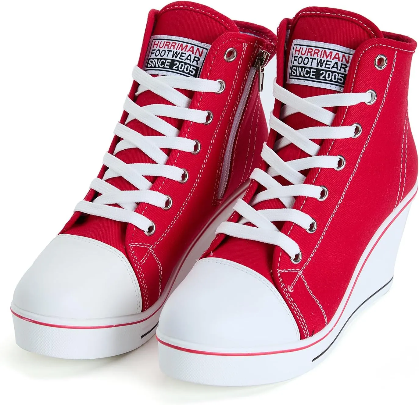 Wedge Sneakers for Women, High Heel Platform High Top Canvas Shoes Lace up Zipper Fashion Sneakers, Tenis Zapatos de Cuña Plataforma Tacón para Mujer, Suitbale for Y2K & Harley Quinn Cosplay