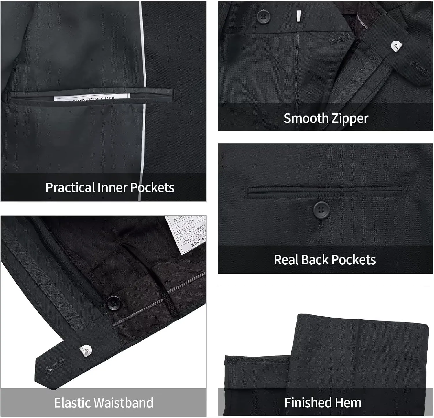WEEN CHARM Men's 3-Piece Slim Fit Suit Set-2-Button Blazer,Vest & Pants-Formal Wedding,Prom,Party & Business Tuxedo