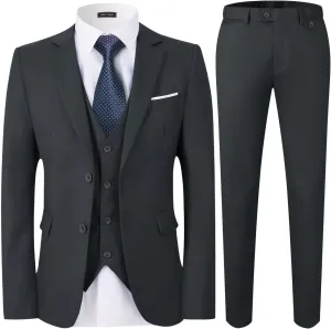 WEEN CHARM Men's 3-Piece Slim Fit Suit Set-2-Button Blazer,Vest & Pants-Formal Wedding,Prom,Party & Business Tuxedo