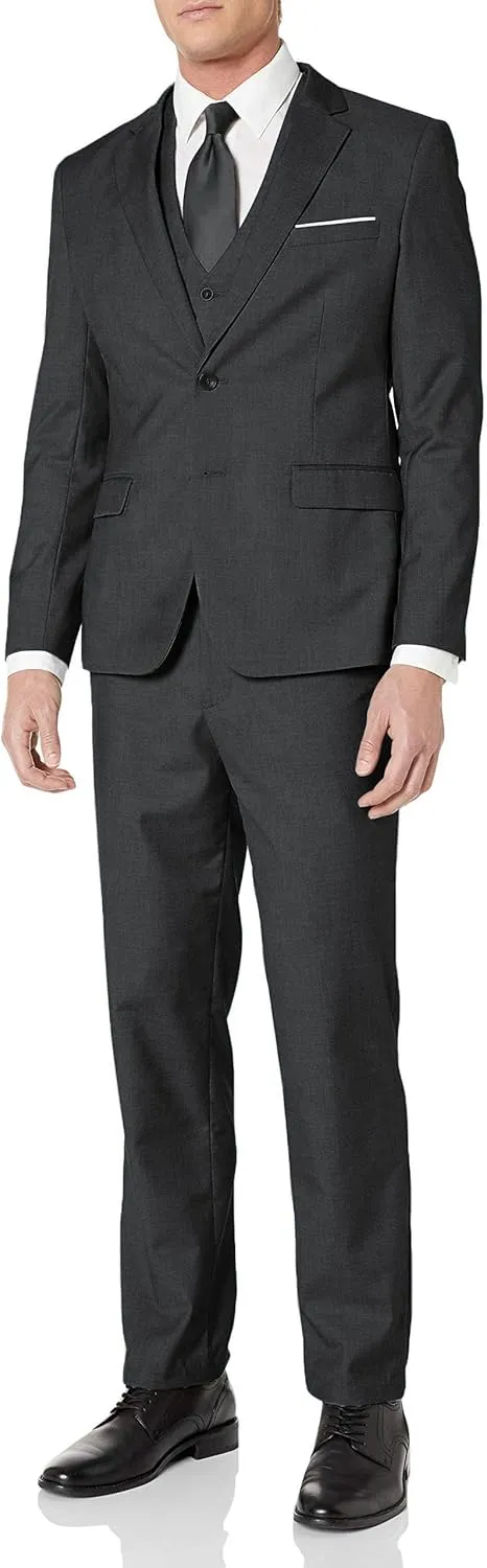 WEEN CHARM Men's 3-Piece Slim Fit Suit Set-2-Button Blazer,Vest & Pants-Formal Wedding,Prom,Party & Business Tuxedo