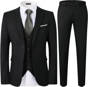 WEEN CHARM Men's 3-Piece Slim Fit Suit Set-2-Button Blazer,Vest & Pants-Formal Wedding,Prom,Party & Business Tuxedo