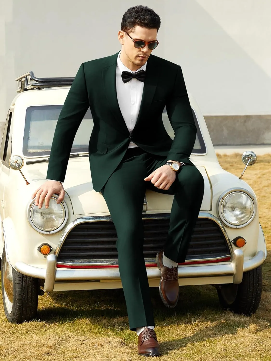 WEEN CHARM Men's Suits Slim Fit 2 Piece One Button Blazer Jacket Wedding Prom Tuxedo Pants Set