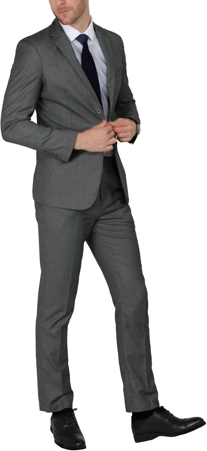 WEEN CHARM Men's Suits Slim Fit 2 Piece Two Button Blazer Wedding Prom Tuxedo Single Breasted Jacket Pants Set