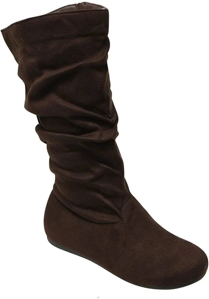 Wells Collection Womens Boots Soft Slouchy Flat to Low Heel Under Knee High