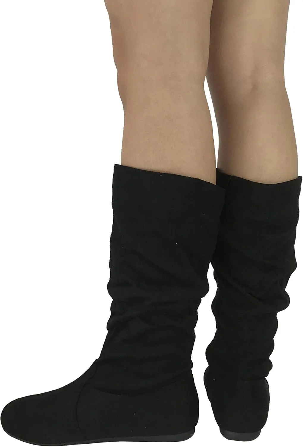 Wells Collection Womens Boots Soft Slouchy Flat to Low Heel Under Knee High