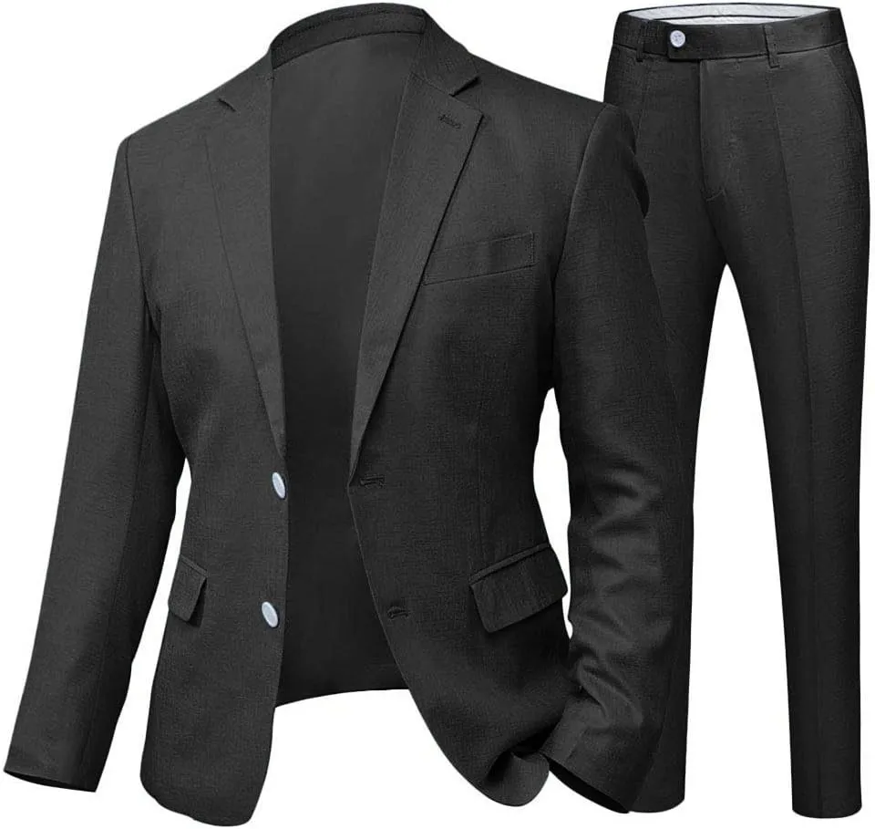 Wemaliyzd Mens Linen Suit Wedding 2 Piece Slim Fit Summer Blazer Coat Pants