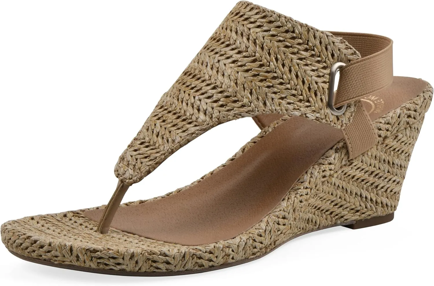 WHITE MOUNTAIN Women's All Dres Triangle Thong Sling-Back Wedge Sandal