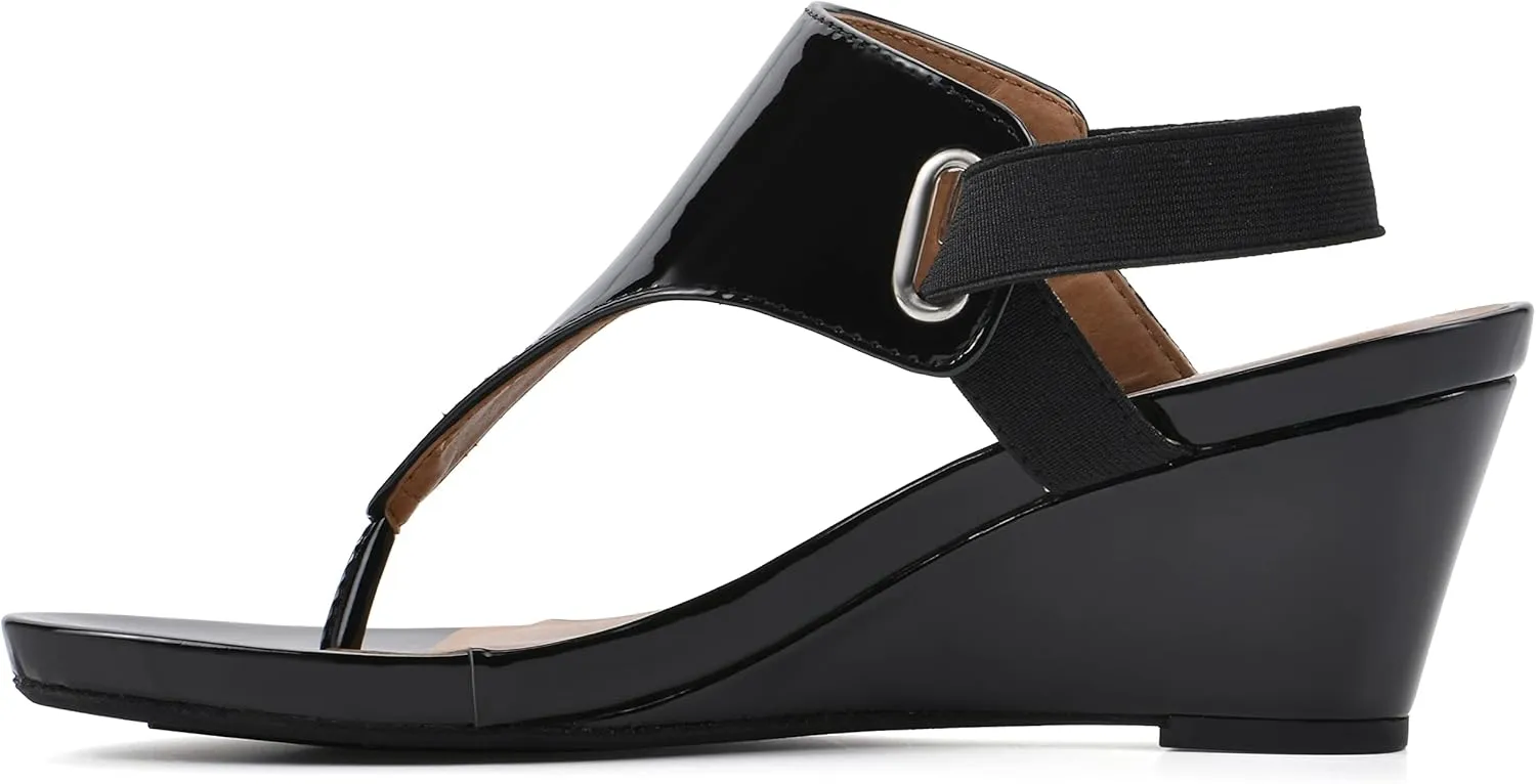 WHITE MOUNTAIN Women's All Dres Triangle Thong Sling-Back Wedge Sandal