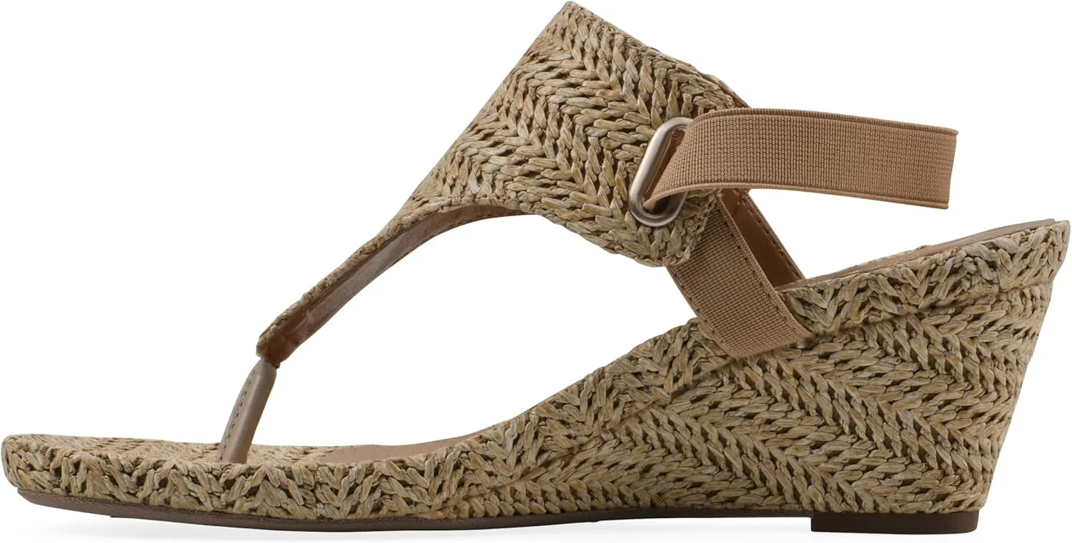 WHITE MOUNTAIN Women's All Dres Triangle Thong Sling-Back Wedge Sandal