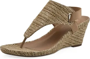 WHITE MOUNTAIN Women's All Dres Triangle Thong Sling-Back Wedge Sandal