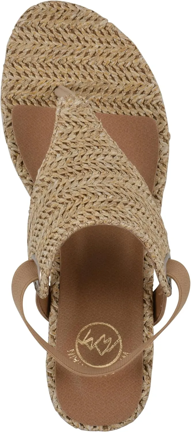 WHITE MOUNTAIN Women's All Dres Triangle Thong Sling-Back Wedge Sandal