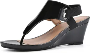 WHITE MOUNTAIN Women's All Dres Triangle Thong Sling-Back Wedge Sandal