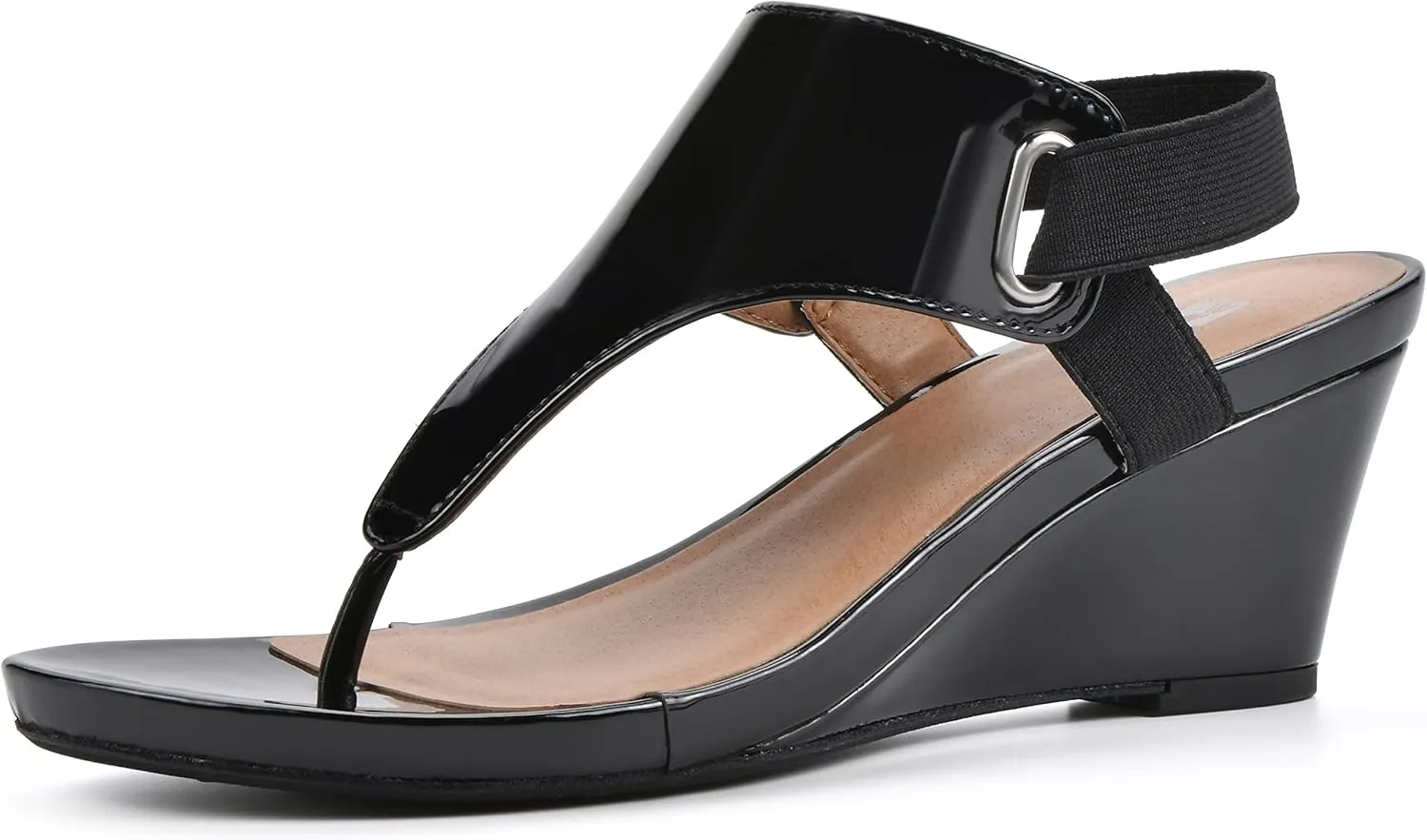 WHITE MOUNTAIN Women's All Dres Triangle Thong Sling-Back Wedge Sandal