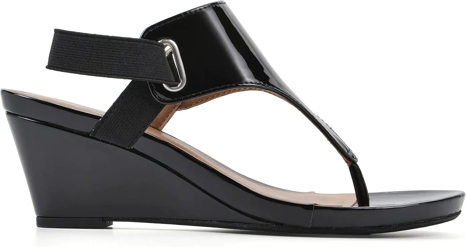 WHITE MOUNTAIN Women's All Dres Triangle Thong Sling-Back Wedge Sandal