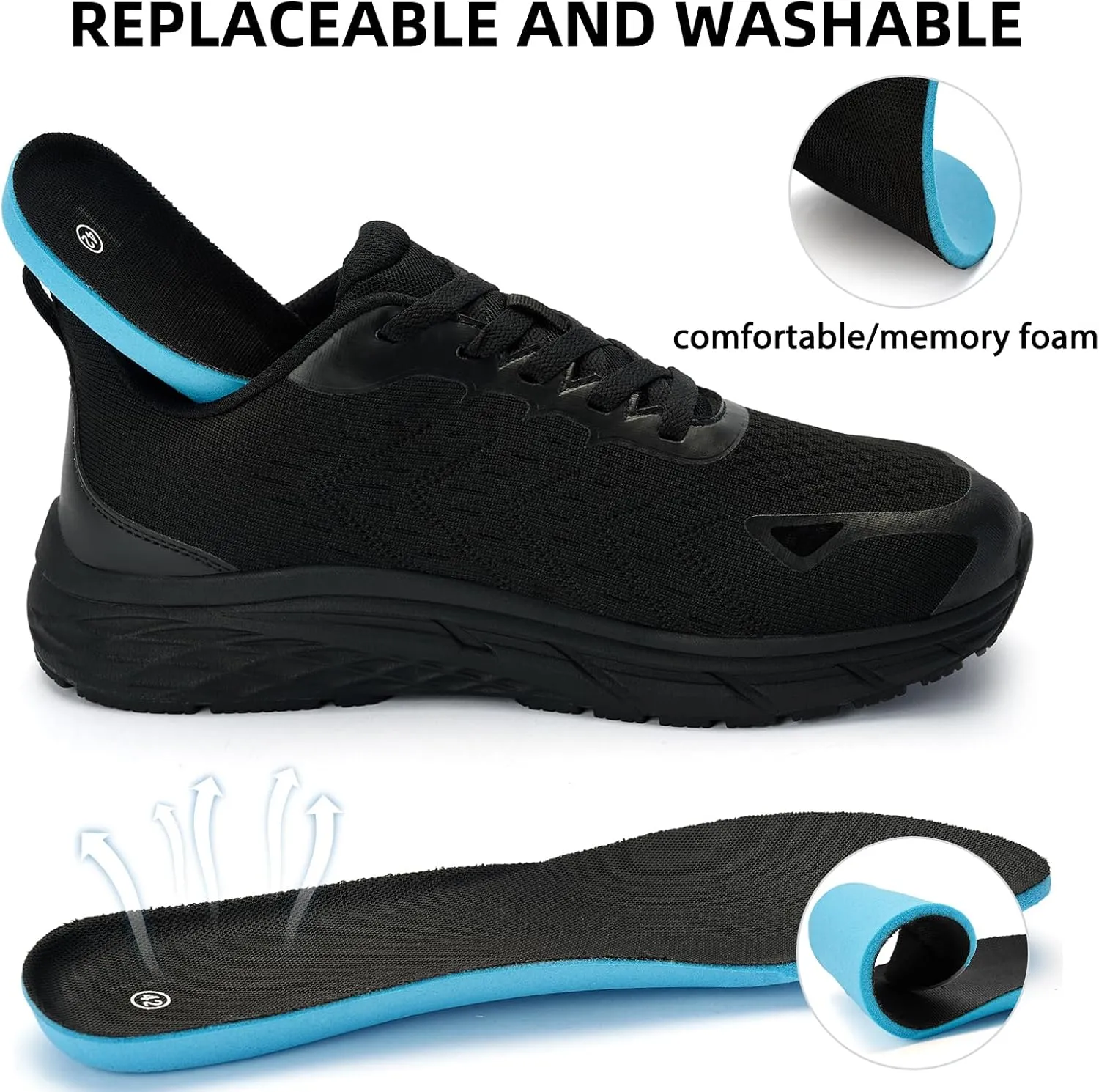 Wide Toe Box Shoes for Men - Wide Width Walking Shoes Comfortable Athletic Running Tennis Jogging Workout Gym Sneakers for Swelling Bunion Plantar Fasciitis Feet Non-Slip Rubber Sole
