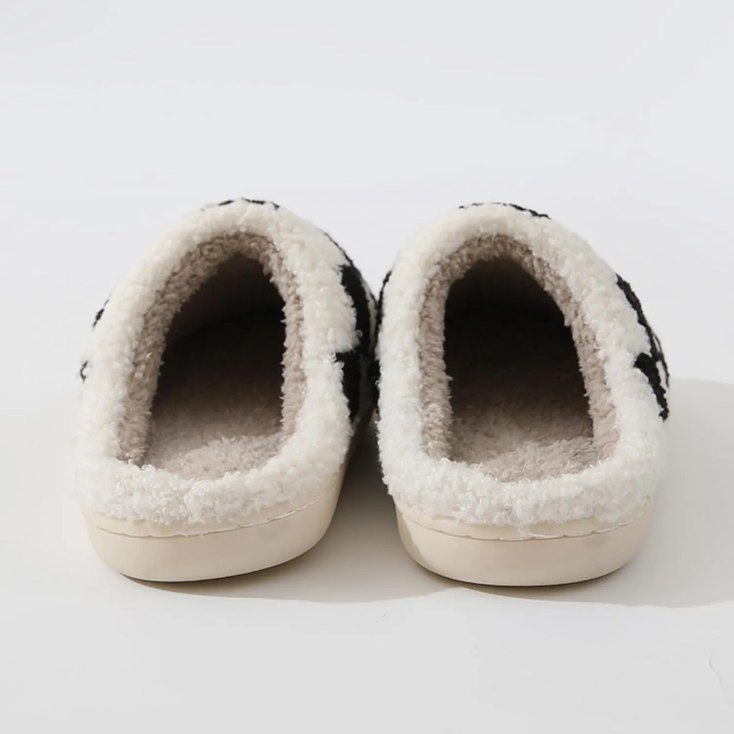 Winter Indoor Plush Slippers Warm Soft Cotton Slippers Gingham Cotton Slippers for Men's & Women's
