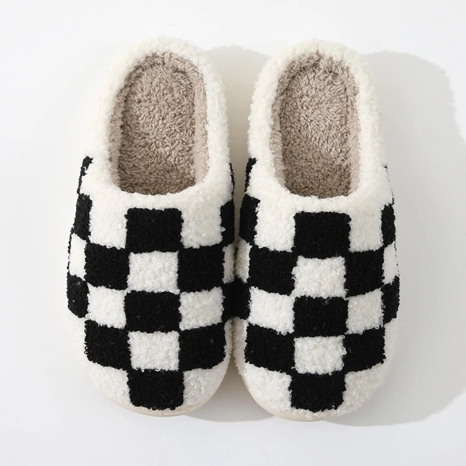 Winter Indoor Plush Slippers Warm Soft Cotton Slippers Gingham Cotton Slippers for Men's & Women's