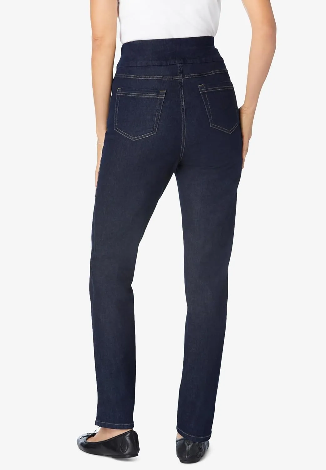 Woman Within Plus Size Flex-Fit Pull-On Slim-Leg Denim Jean