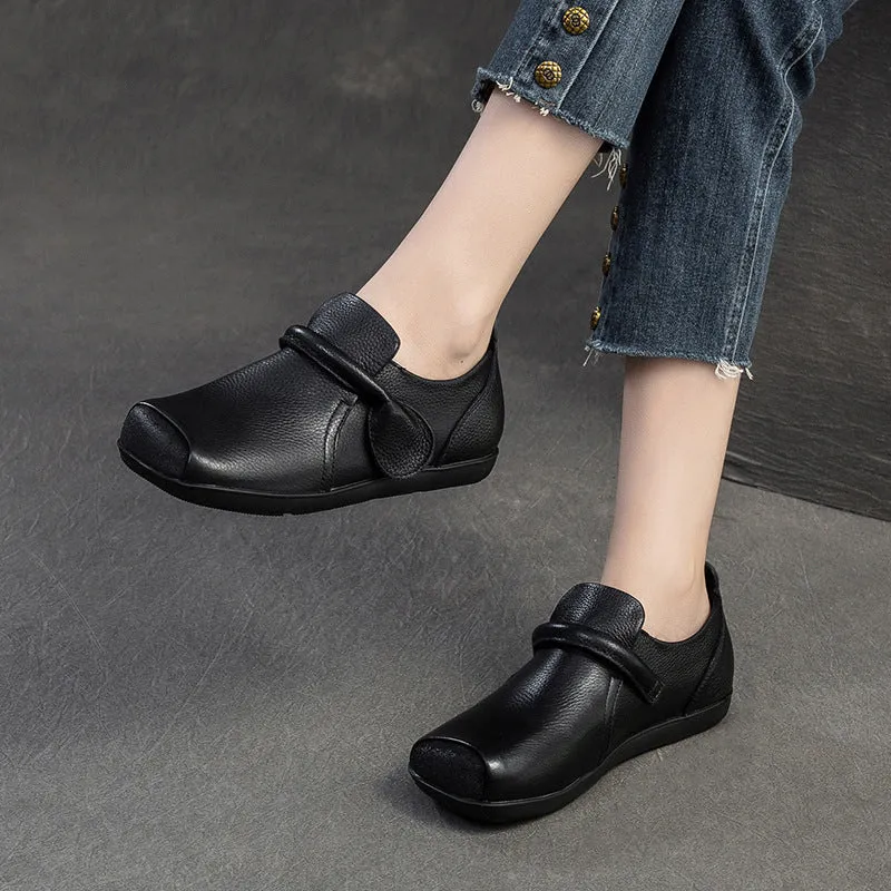Women Retro Leather Soft Flat Casual Shoes