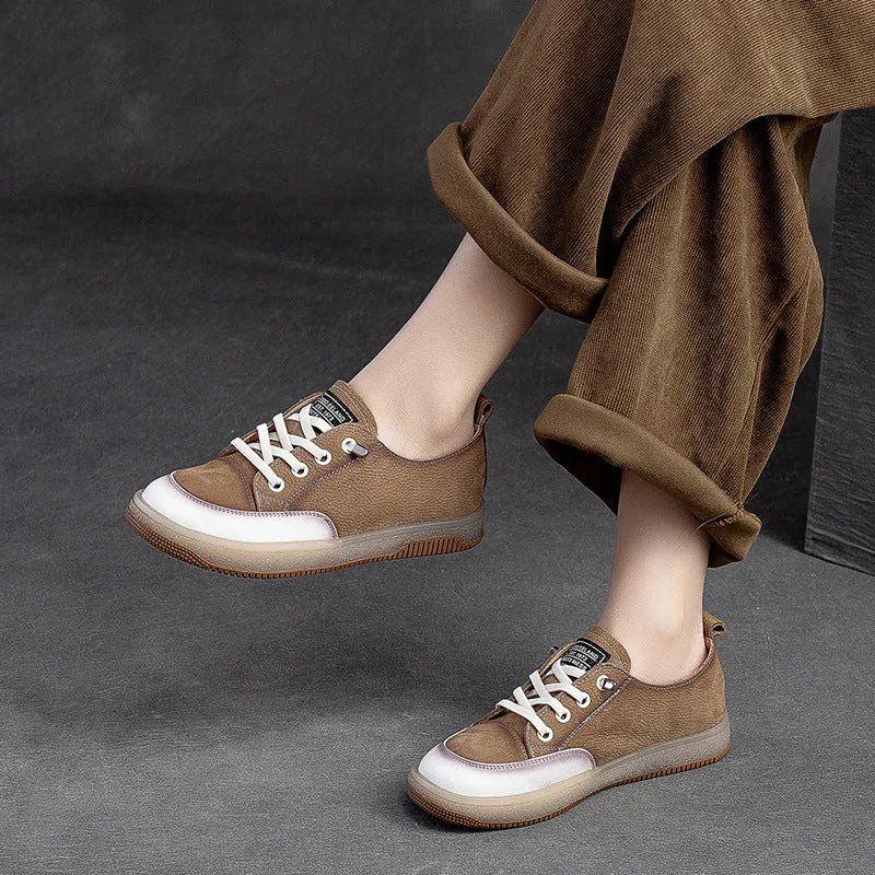 Women Retro Soft Leather Flat Casual Shoes