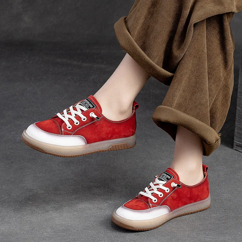 Women Retro Soft Leather Flat Casual Shoes
