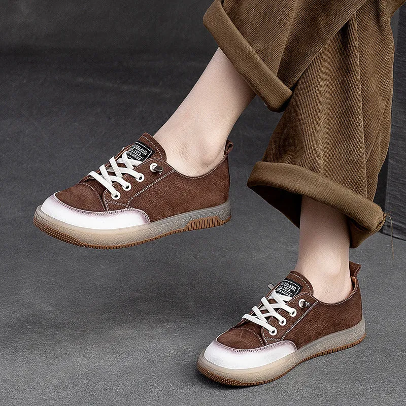 Women Retro Soft Leather Flat Casual Shoes