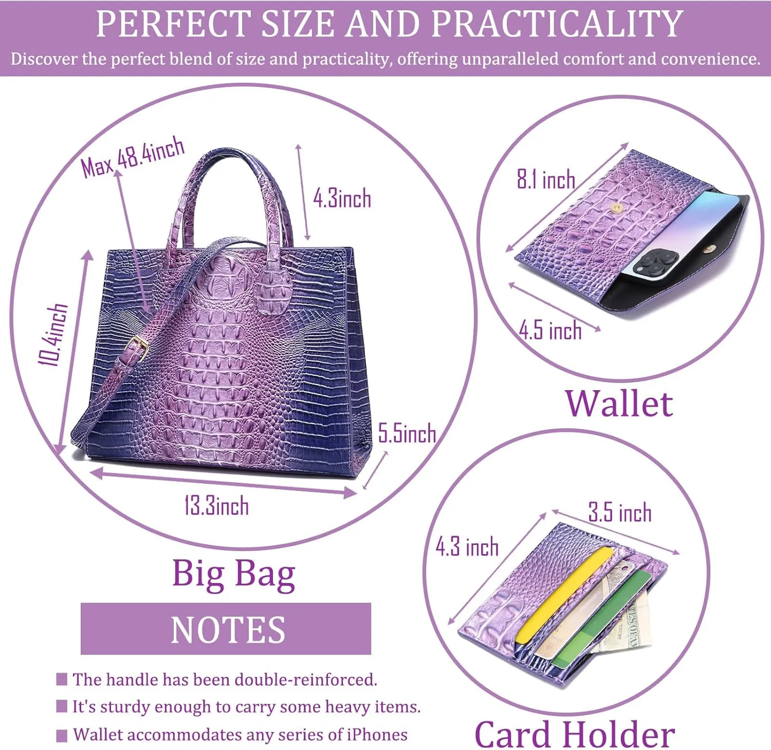Women Top Handle Crossbody Bag Fashion Crocodile Print Handbag Shoulder Satchel