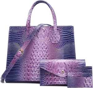 Women Top Handle Crossbody Bag Fashion Crocodile Print Handbag Shoulder Satchel