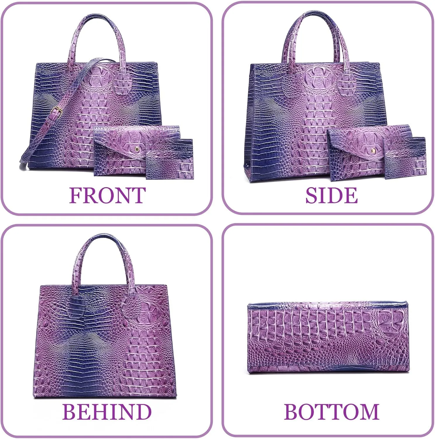 Women Top Handle Crossbody Bag Fashion Crocodile Print Handbag Shoulder Satchel