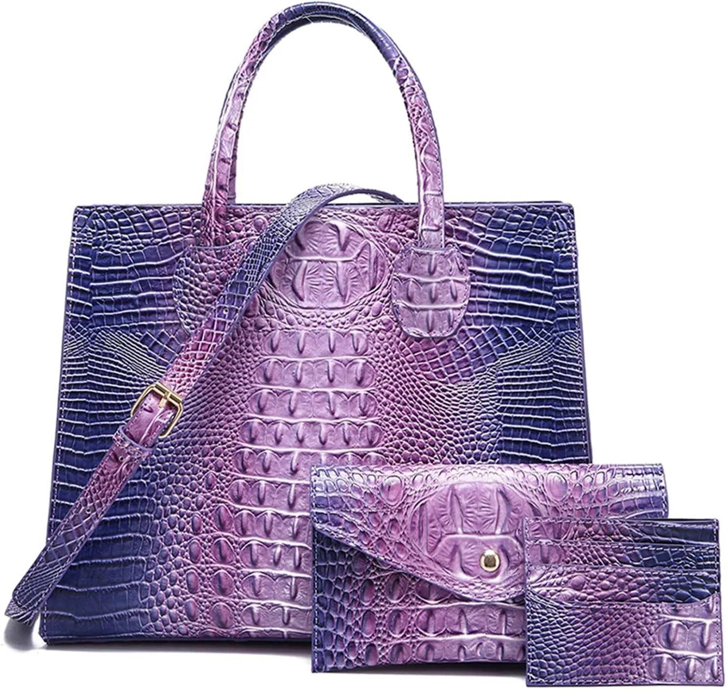 Women Top Handle Crossbody Bag Fashion Crocodile Print Handbag Shoulder Satchel