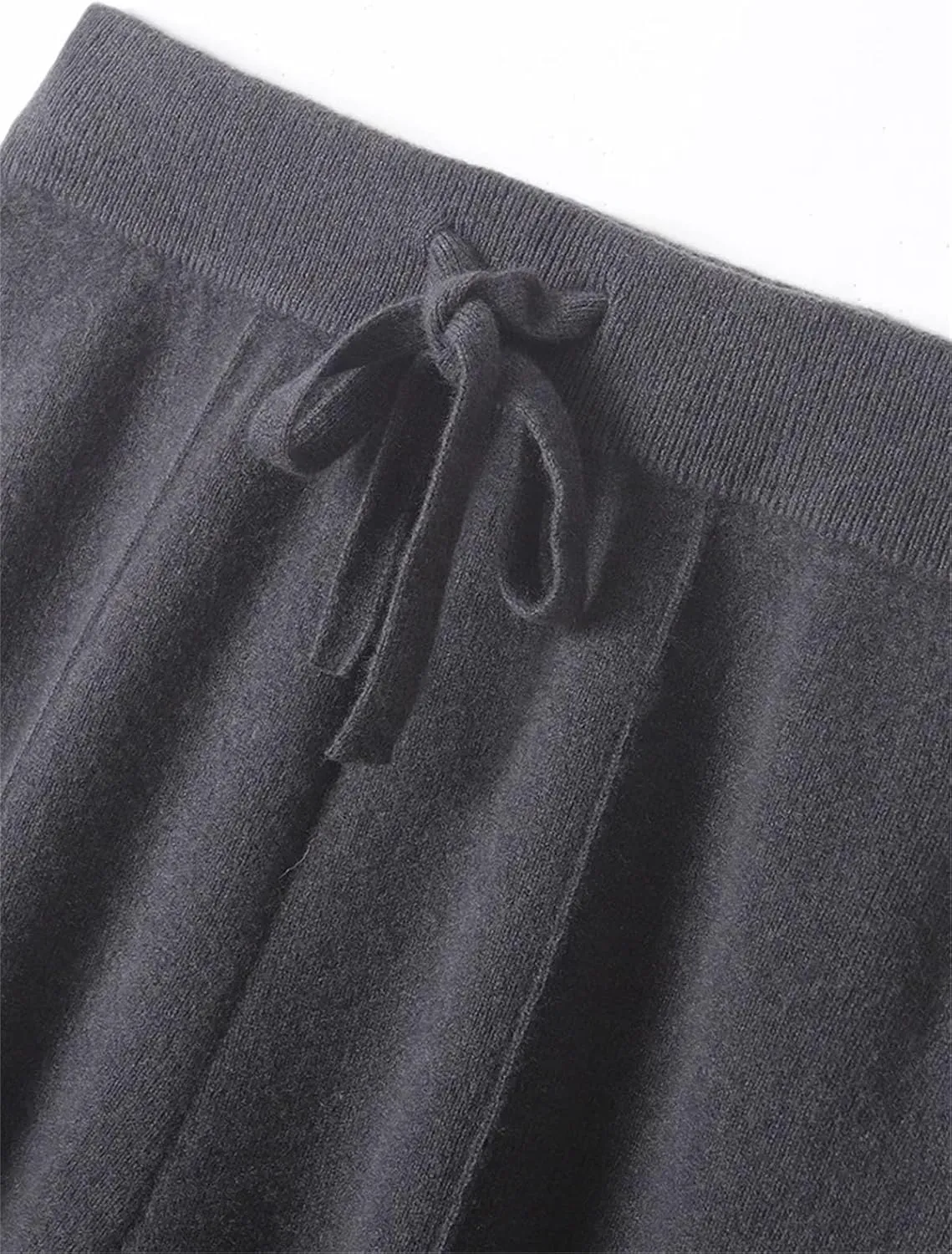 Women Wool Knitted Wide Leg Long Pants Casual Basic Soft Warm Lace Up Solid Trousers