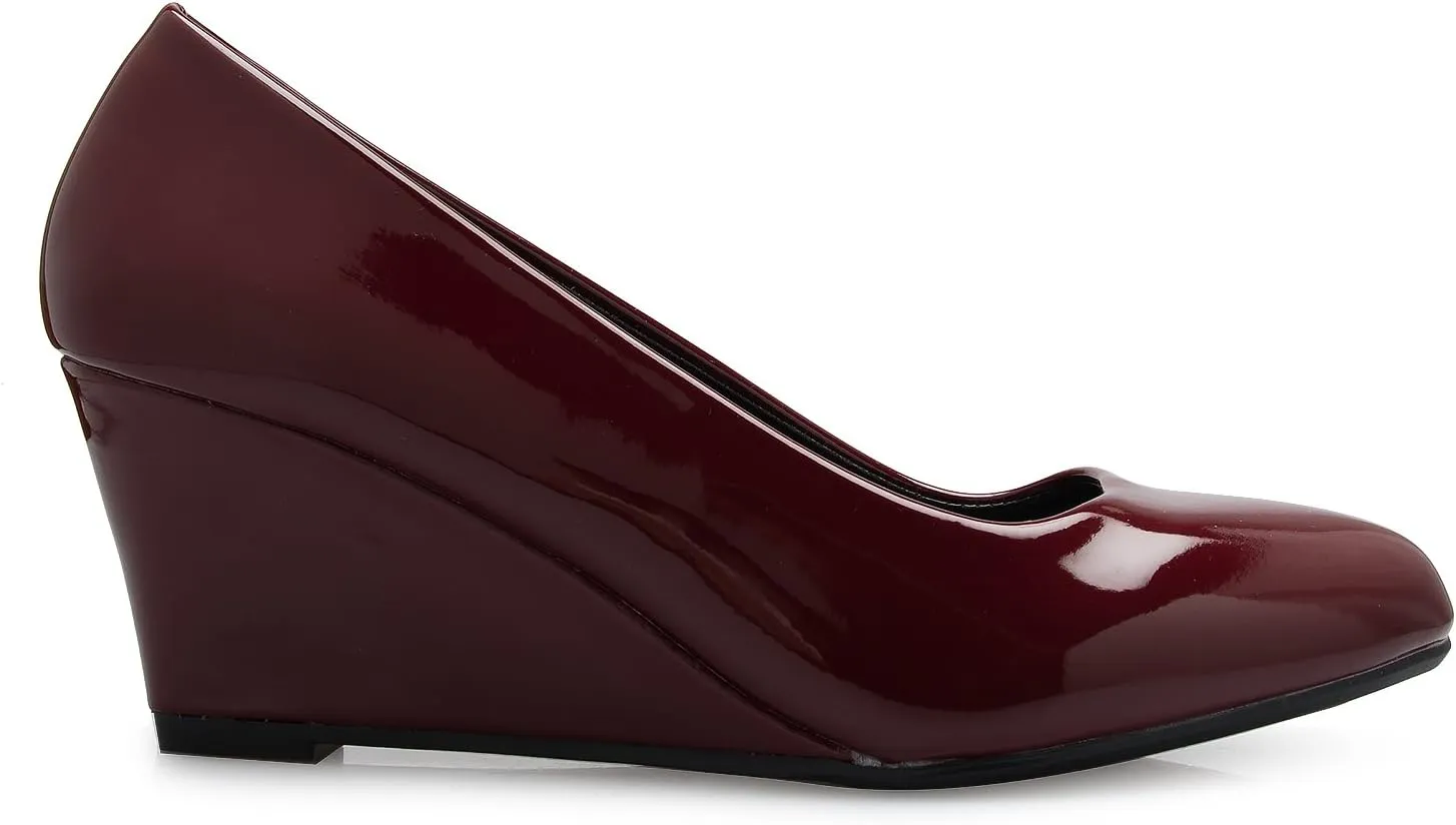 Women's Adorable Low Wedge Heel Shoe - Easy Low Pumps - Basic Slip On, Comfort