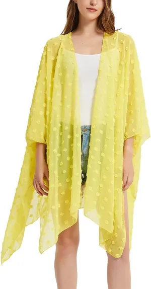 Women's Bohemian Floral Chiffon Beach Cover up Swimsuit Kimono Summer Swimwear Cardigans