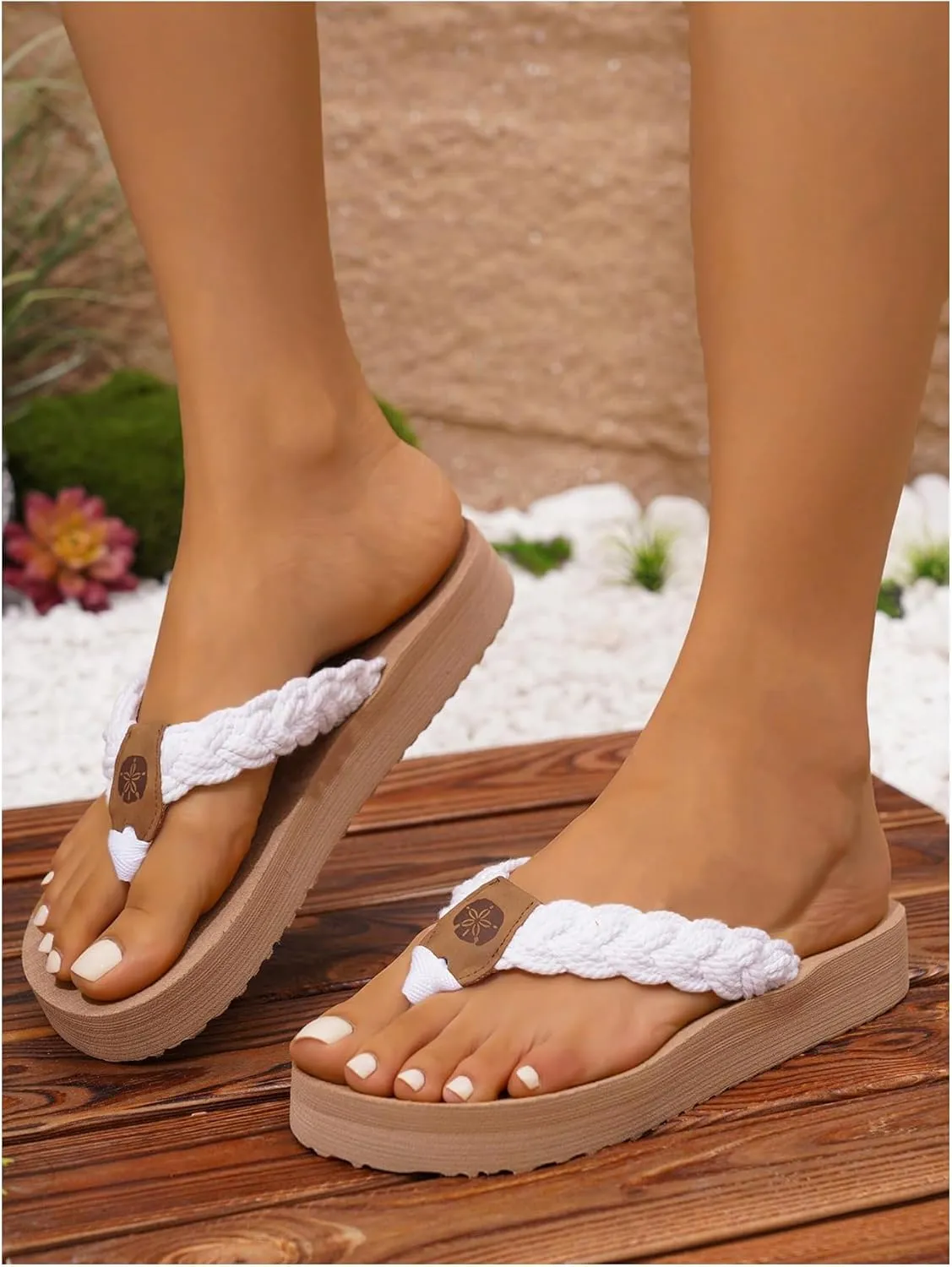 Women's Braid Flip Flops Vacation Beach Thong Sandals Summer Flat Shoes