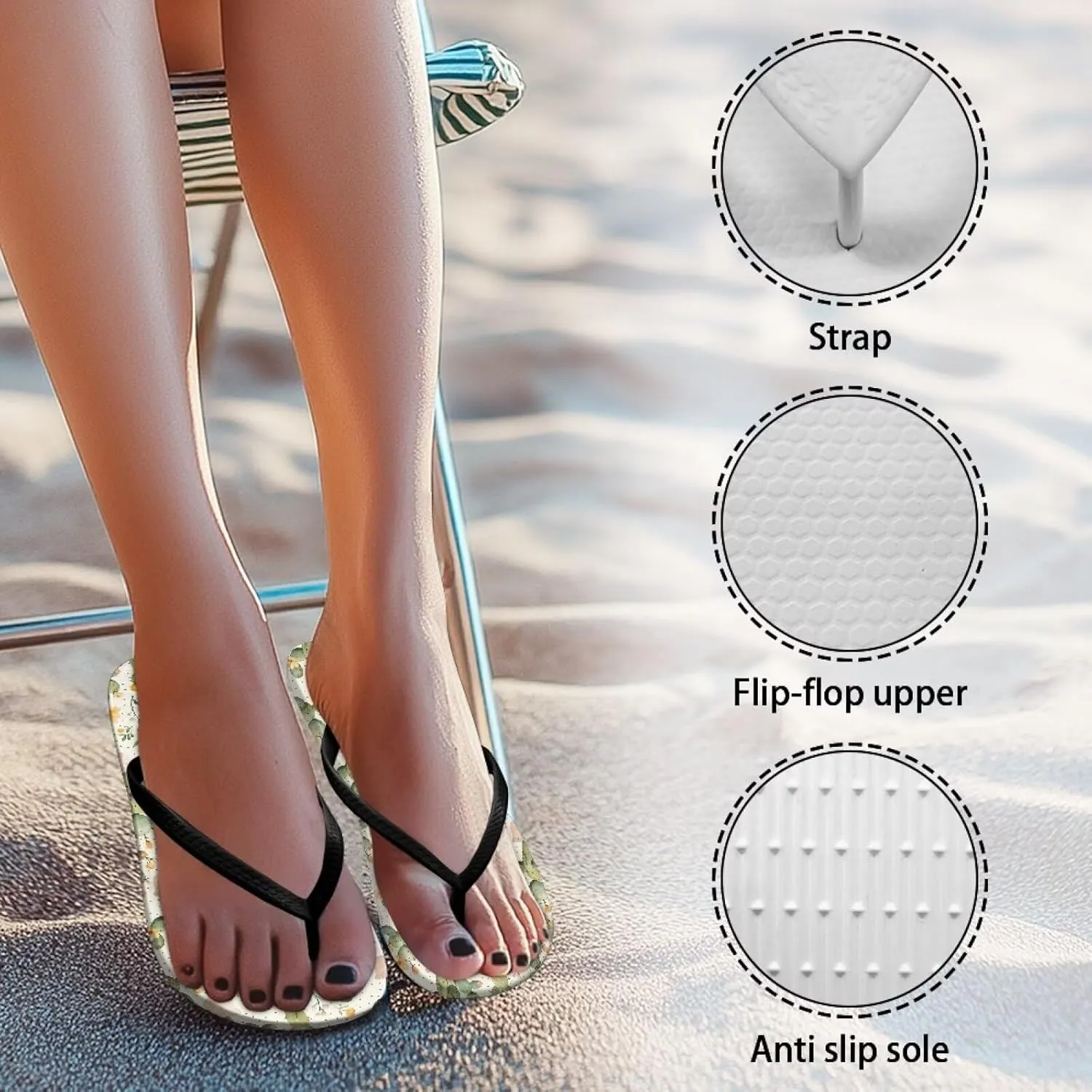 Women's Casual Flip Flops Comfortable Soft Sole Non-Slip EVA Flat Sandals Vacation Sport Summer Shoes