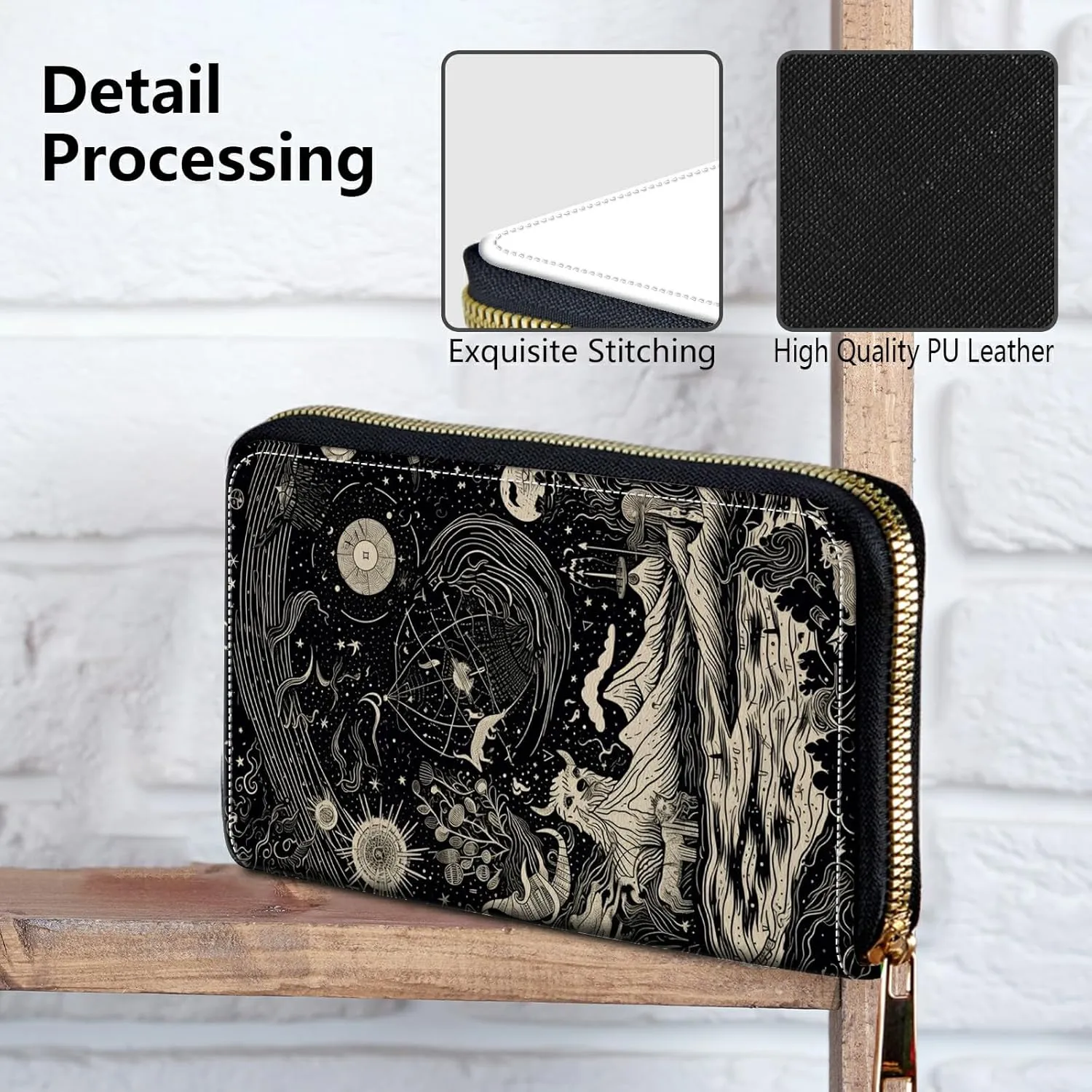 Women's Clutch Purse with Wrist Strap, Slim PU Leather Cell Phone Wallet Large Capacity